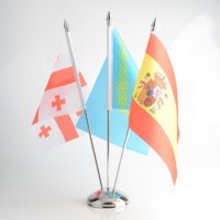 Bendera Meja Nasional Portabel BOLISI, Bahan Polyester, Bentuk Persegi Panjang, Mini, Berbahan Aluminium dan Baja Anti Karat, Cetak Digital, Mewah