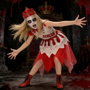 Costume de reine des zombies pour enfants, tenue d'Halloween de <span class=keywords><strong>princesse</strong></span> zombie sanglante et effrayante pour filles, pour fête cosplay, <span class=keywords><strong>princesse</strong></span> morte-vivante - Product Image 6