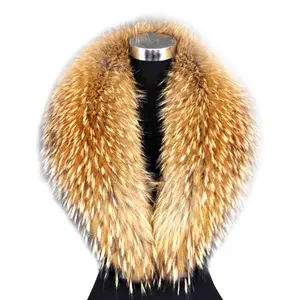 China Wholesale Price Furry Soft Large Fluffy Fox Fur Collar Raccoon Fur Jacket Collar