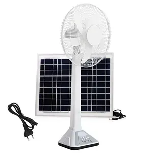 16 Inch 12V DC AC Solar Table Fan For Home System, Portable Mini Solar Energy Rechargeable Solar Fan