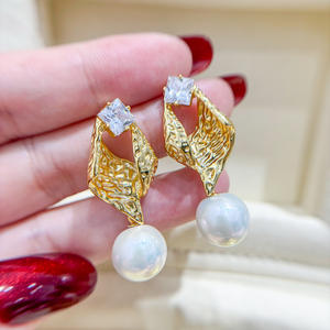 S925 <b>Silver</b> DIY <b>Pearl</b> Accessories Fashion <b>Silver</b> Jewelry <b>Earrings</b> with 10-15mm Round Beads 22217 Empty Earnail Tray - Product Image 1