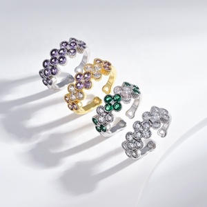 Prix de gros, bagues de mariage en argent sterling 925, émeraude, pierre naturelle, zircone colorée, bague de promesse tendance pour femme - Product Image 5