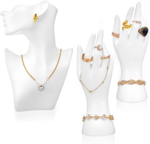 Set de Exhibición de Joyería: Maniquí de PVC Blanco con 2 Manos para Exhibir Collares, Pendientes, Pulseras y Anillos - Product Image 1