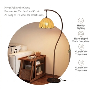 Lampada da Terra Vintage Francese Color Crema, Design Moderno a Fungo, in Ferro, per Camera da Letto, Soggiorno, Hotel, Luce Laterale Divano, E27, Lampada ad Arco a Piantana - Product Image 6