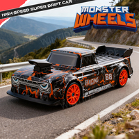 Voiture RC Monster Wheels à l'échelle 1:24, 4 roues motrices, avec télécommande 2,4 GHz, portée de 80 m, câble USB prêt à l'emploi