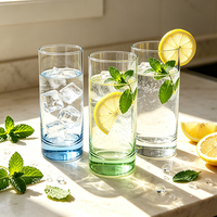 Verre à boire cylindrique minimaliste nordique avec fond coloré, verre transparent haut de gamme pour boissons froides, limonade glacée