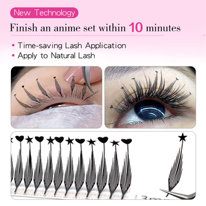 Cánh Lash nhãn hiệu riêng tháp Lash PREMADE người hâm mộ lông mi mở rộng ngôi sao và tim truyện tranh Spire Lash mở rộng - Product Image 4