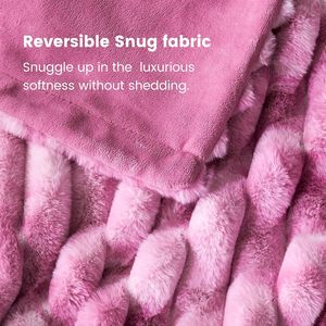 <span class=keywords><strong>Plaid</strong></span> en fausse fourrure pour canapé, couverture douillette et chaude en peluche rayée pour canapé, chambre à coucher, salon, 50 * 60 pouces, <span class=keywords><strong>rose</strong></span> tie-dye - Product Image 5
