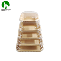 100% Eco-Vriendelijke Biologisch Afbreekbare Lekvrije Stapelbare Voedselverpakking Wegwerp Lunchbox Bruin Vierkant Kraftpapier Voedselcontainer