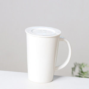 Tasse en céramique avec couvercle, couleur verte unie, ensemble de deux pièces, tasse cadeau pour usage au bureau - Product Image 3