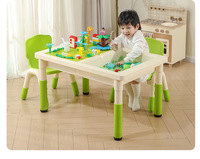 Table de jeu multifonction rectangulaire pour sable et blocs de construction, en plastique, réglable en hauteur, pour maternelle et enfants