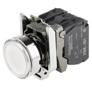 XB4BW31M5 22mm 1NO White Spring Return <b>Momentary</b> <b>Push</b> <b>Button</b> <b>Switch</b> 10A IP66 LED Silver Contacts - Product Image 6