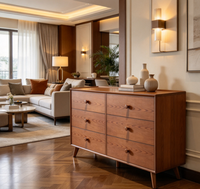 Commode en bois à 6 tiroirs pour hôtel, style Mid-Century Modern, meuble de rangement – Fournisseur d'usine