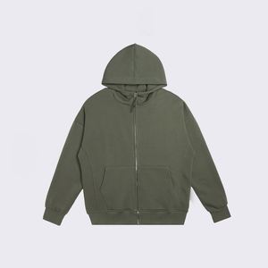 Venta al por mayor para hombre 350gsm algodón liso Zip up Hoodie logotipo personalizado de gran tamaño en blanco de peso pesado Zip up Hoodies - Product Image 4