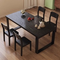 Escritorio de Computadora Moderno de Madera Maciza, Escritorio Grande y Duradero de Color Negro, Mesa de Conferencias Comercial, Mesa de Comedor Minimalista