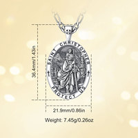 Merryshine Collier personnalisé en argent sterling 925 avec médaille de protection Saint Christophe, protecteur des voyageurs