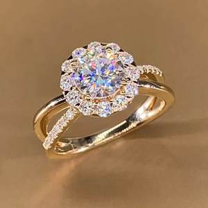 Anillo de Diamantes Q533, Oro Sólido de 18K, Corte Brillante Redondo, Diamante Natural, Joyería de Compromiso para Mujer, Color G - Product Image 3