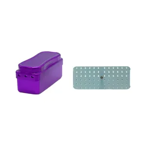 1 unidad Caja de esterilización de aluminio de 72 orificios, autoclavable, para agujas dentales (Púrpura/Plateado/Rojo/Azul) para fresas de alta/baja velocidad - Product Image 3
