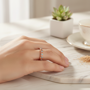 Band <b>Ring</b> <b>Thin</b> Design Minimalist Aquamarine Zircon Stone Handmade CZ Wholesale Turkish 925 Sterling Silver Jewelry - Product Image 3