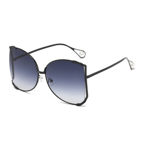 Gafas de sol de moda sin montura con perlas, rectangulares, UV400, protección solar para mujer - Product Image 4