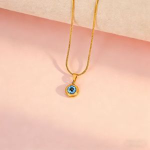 Lucky Amulet Jewelry Gold Anti-Tarnish No-Fade Stainless Steel Enamel Turkish Blue Eye Pendant Men's Eco-Friendly Necklace - Product Image 5