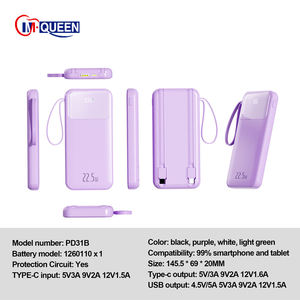 PD22.5W Tragbare Mini-<span class=keywords><strong>Power</strong></span> banks mit Kabel-Not-Schnell ladung 10000mAh 20000mAh 30000mAh Logo-Telefon - Product Image 2