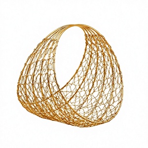 Golden Vintage Wire <b>Mesh</b> <b>Storage</b> <b>Basket</b> with Geometric Design Eco-Friendly Metal Craft for Modern Home Decoration Gift Packing - Product Image 1