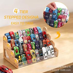 Wooden Toy Car Storage Rack 4 Layers Transparent Acrylic <b>Shelf</b> For Children <b>Desktop</b> Display Case - Product Image 2
