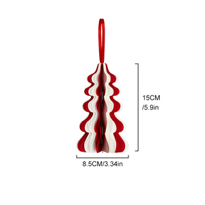 Set di 3 Decorazioni Natalizie Rosse e Bianche, Pendenti in Carta per Albero di Natale, Decorazioni Festive per Casa e Feste - Product Image 3
