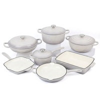 Ensemble de casseroles en fonte classique écologique de 11 pièces avec revêtement émaillé antiadhésif sans plomb ni chrome, logo personnalisé, compatible four et lave-vaisselle