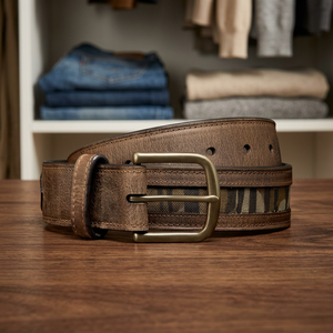 Handcrafted High Quality Cow Hide Leather Pin Buckle Rectangular Steel Buckle Custom Logo Printing Brown Color Durable <b>Belt</b> - Product Image 1