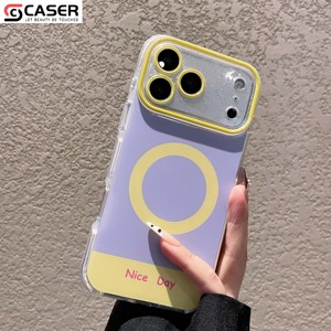 Funda Magnética para Teléfono con Bloques de Color para iPhone Serie 13-17, con Estampado de Letras 'Nice Day', Marco Brillante para la Lente, Resistente a Impactos y Transparente - Product Image 5
