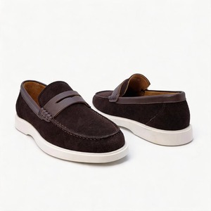 Mocasines de Cuero de Gamuza Hechos a Mano para Hombre, Zapatos Casuales de Negocios Sin Cordones, Forro de Cuero Genuino, Suela de Goma para Todas las Temporadas - Product Image 1