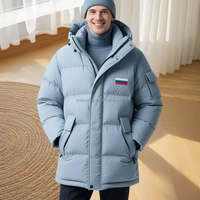 Vestes matelassées en duvet de canard blanc à 90 %, personnalisables OEM/ODM, pour hommes, avec capuche amovible, poches zippées sur les manches, vêtements d'extérieur d'hiver