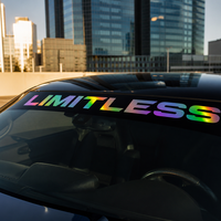 Autocollant Holographique Arc-en-ciel Illimité pour Pare-brise, Bannière Personnalisée pour Vitre de Voiture, Décoration Pare-soleil, Film Haute Intensité