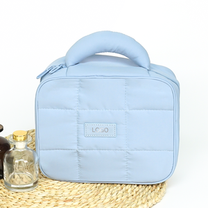 Sac de maquillage portable en polyester personnalisé, sac de maquillage de voyage avec poignée et fermeture éclair - Product Image 4