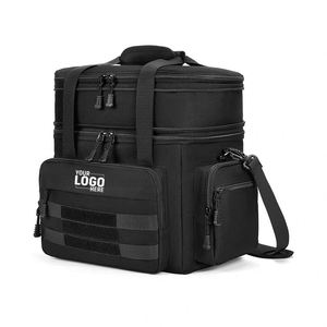 Sac à déjeuner isotherme grand format à double compartiment avec bandoulière, sac isotherme tactique extensible et tendance pour hommes - Product Image 1
