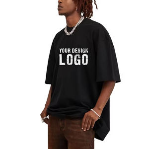 T-shirts pour hommes en gros, OEM, couleur unie, manches courtes, grande taille, col rond, épaules tombantes, personnalisables en usine - Product Image 2