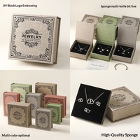 Boîte à bijoux Shaher de luxe élégante en forme de livre, avec logo personnalisé, texture lin, fermeture magnétique rigide en carton, pour collier