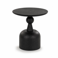 Table d'appoint ronde noire Wabi Sabi, meuble sculptural sur piétement pour salon, canapé, espace détente et espaces hôteliers