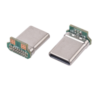 Conector USB Tipo C Macho de 90 Grados y 2 Pines para Soldar con Resistencia de 56K, Enchufe de Carga Rápida para Cable DIY