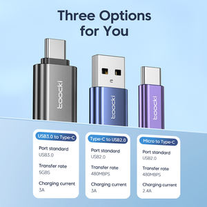 Toocki-Adaptador de conector usb a tipo c, adaptador otg macho a usb 3,0 a hembra - Product Image 6