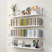 Étagères flottantes à 2 niveaux en bambou, étagère murale de rangement avec supports métalliques pour chambre à coucher, salon, présentation de livres, plantes, décoration