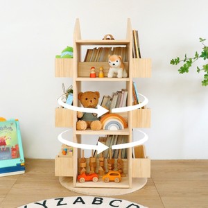 Childrens Rotating Bookshelf <b>Solid</b> <b>Wood</b> Multi Tier Floor Standing Storage Cabinet For Kids Room Toy And Book Organizer - Product Image 1