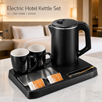 Bouilloire électrique 3-en-1 en acier inoxydable de 1L à prix abordable avec plateau pour hôtel et chambre d'hôtes