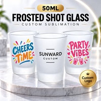 Entrepôt aux États-Unis vente en gros 1.5oz verre à liqueur de sublimation whisky verre à vin tasse blanc avec sublimation givré verres à liqueur vierges