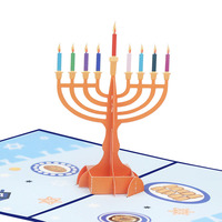 Cadeaux pop-up 3D Hanukkah Bougeoirs Cartes de vœux Carte d'anniversaire Carte de remerciement créative 3d