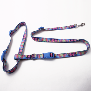 Conjunto de <span class=keywords><strong>collar</strong></span> y correa para perro con estampado personalizado al por mayor, tamaños ajustables con función de liberación rápida, manos libres, personalizado - Product Image 5