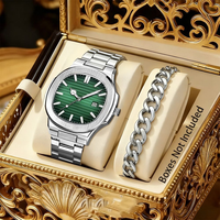 LP62 Ensemble de 4 montres à quartz carrées en alliage argenté pour homme, étanches, pour affaires, avec collier, bracelet et bague assortis – Cadeau sélectionné