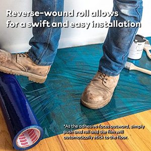 <span class=keywords><strong>Film</strong></span> protecteur en plastique auto-adhésif bleu pour la protection des sols en bois dur - Product Image 2